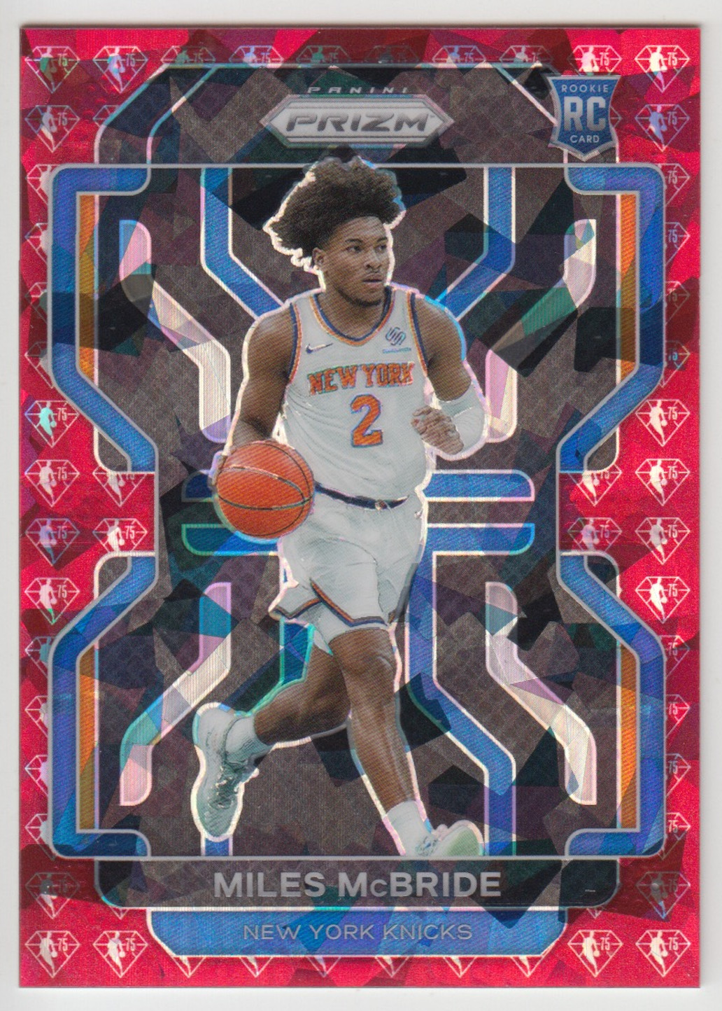 2021-22 Panini Prizm Miles McBride 75th Red Diamond Prizm #283 Rookie RC 22/75