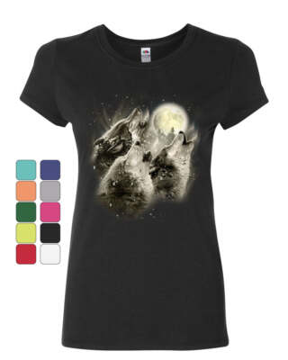 Wolf Howl Women's T-Shirt Wild Wolf Pack Predator Animals Nature Moon Shirt