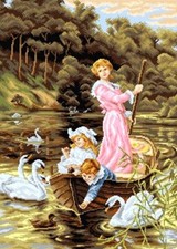 Printed Canvas Tapestry Needlepoint Orchidea "A Day on the River" 2802R