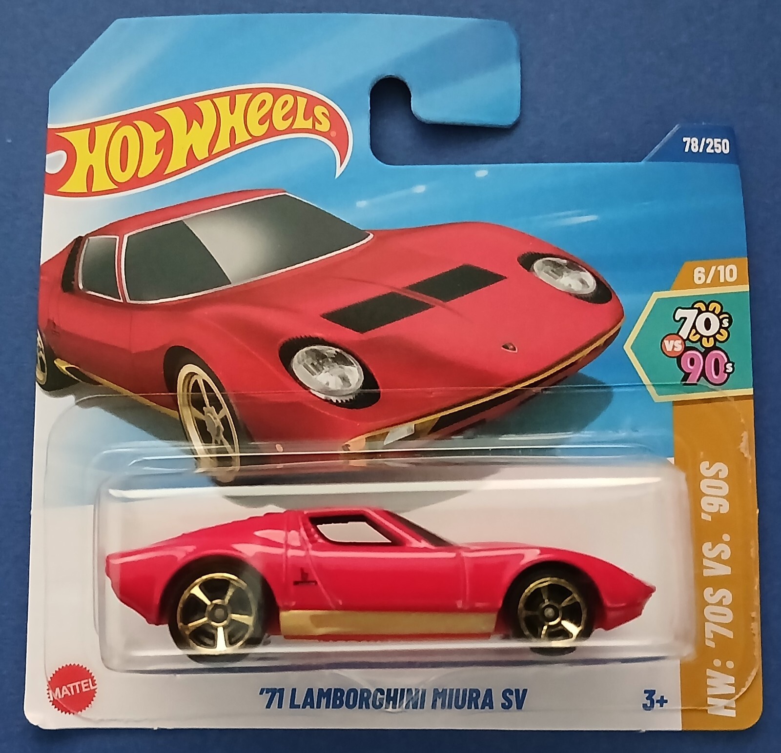 HOT WHEELS 2025 '71 LAMBORGHINI MIURA SV, RED, SHORT CARD.