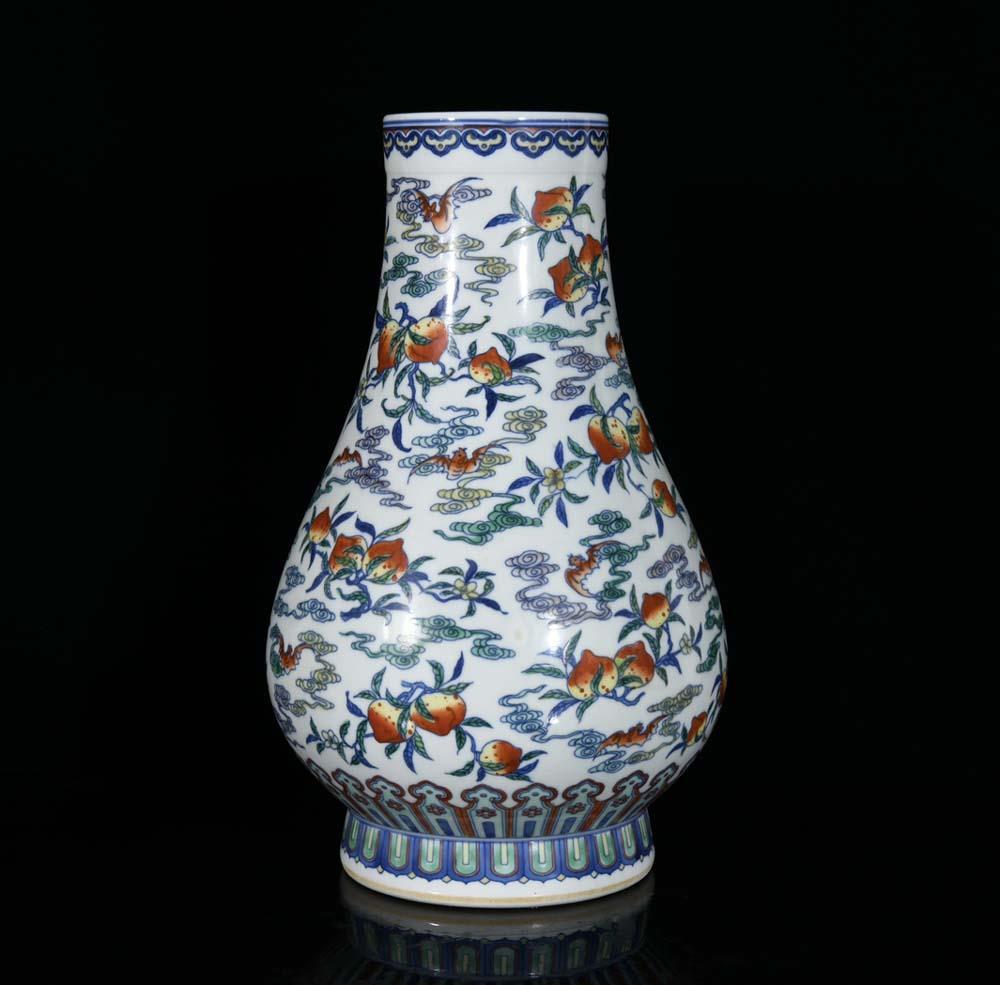 35CM Yongzheng Signed Old Chinese Doucai Vase W/bat N3215 | eBay