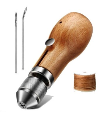 sewing Awl with Needles Thread Kit - Upholstery, Canvas,  Leather  & Fabrics