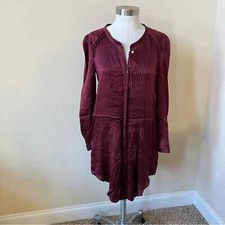 Isabel Marant Etoile 100 Silk Pintuck Long Sleeve Dress Size 34 17251