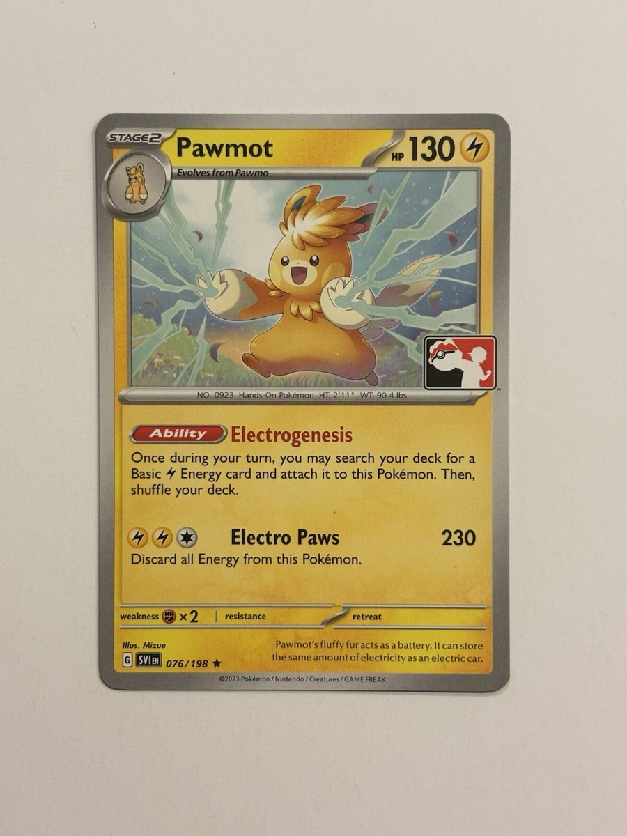 pawmot pokemon card value 076/198 - Scarlet & Violet - Evolution 4 Lot [LL] Electric Fist (100) This attack also does 60 damage to 1 of your opponents Benched Pokmon PokeDATA - Check current Pokemon
