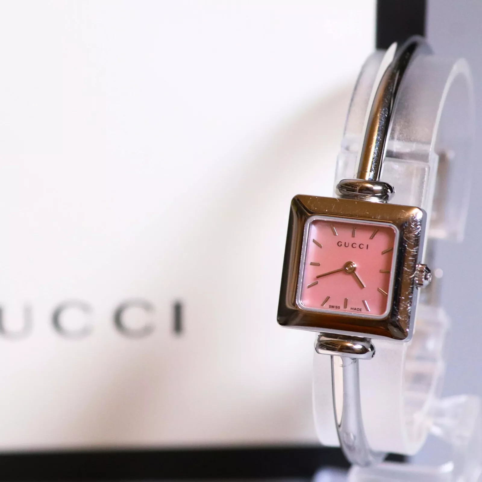 *EXC+5/BOÎTE,PAPPER*Gucci 1900L cadran rose coquille quartz SS montre femme