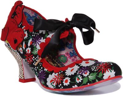 Irregular Choice Swoop Me Up 50er Jahre Stil mittlerer Damenabsatz schwarz rot UK 3 - 8
