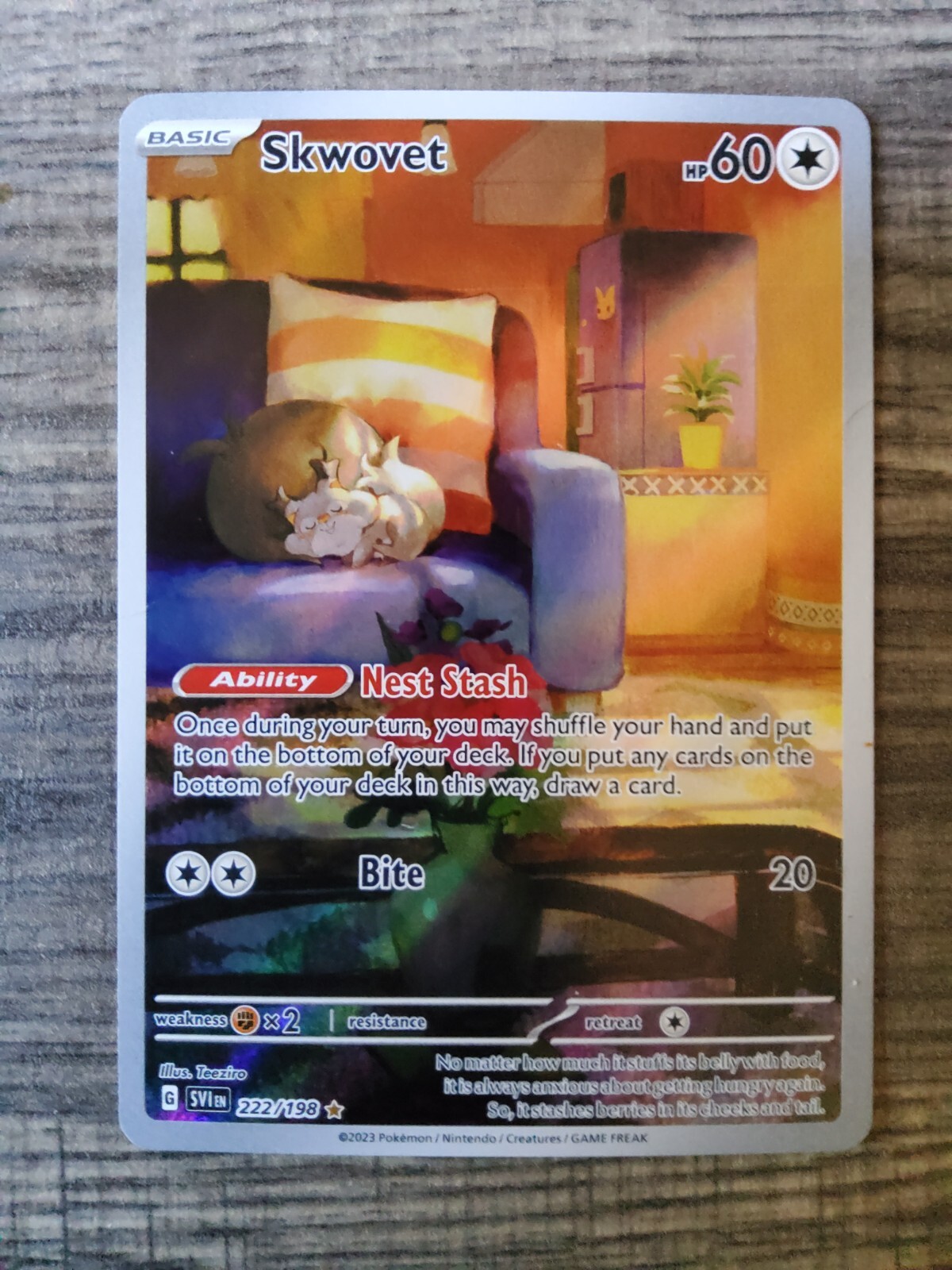 Pokemon Card Skwovet 222/198 Scarlet & Violet Base Holo Art Illustration Rare NM