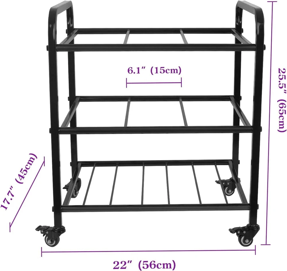 Yoga Mat Storage Rack, Home Gym Studio Organizer Cart for Foam Roller, Yoga Stra