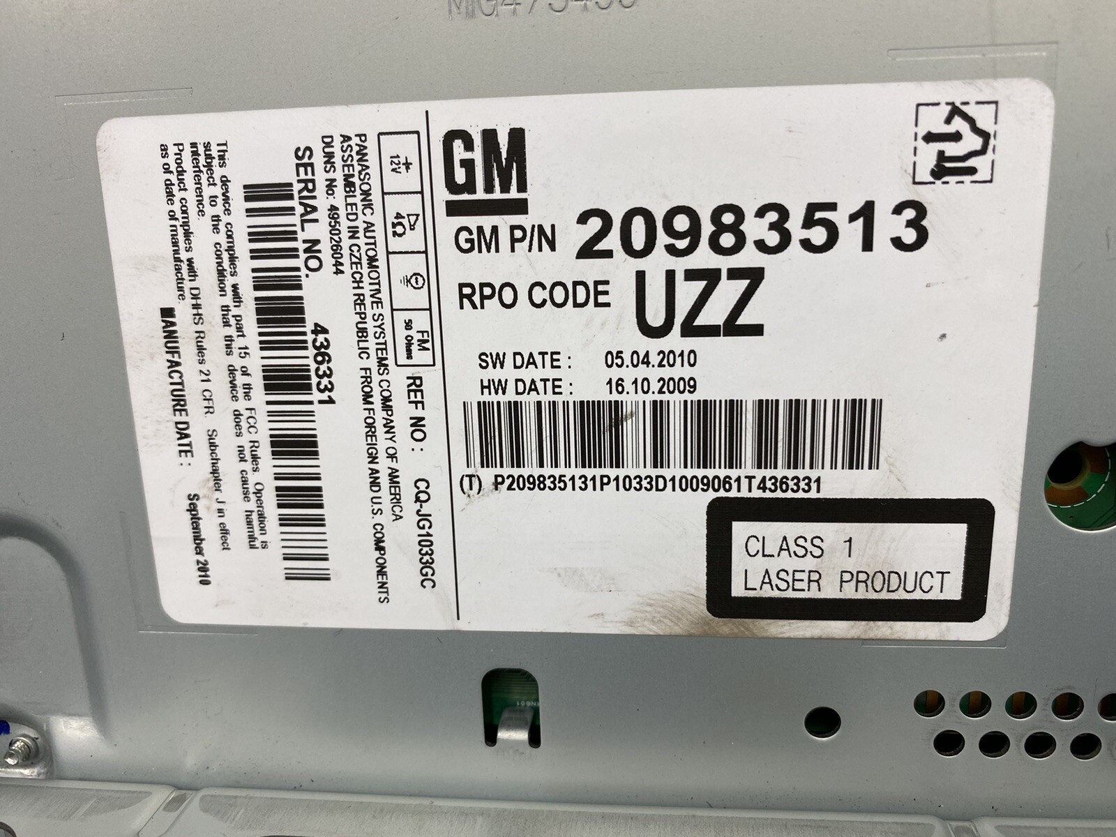 Vauxhall Insignia Cd400 Car Radio Stereo Cd Mp3 Player Head Unit