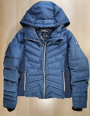 Dare2b Hooded Ski Puffer Jacket Womens US Size 6 Small Blue Winter Coat Dare 2b