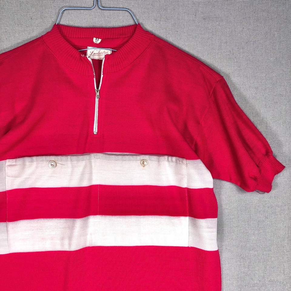 Camiseta deportiva de ciclismo vintage Lambertini rosa talla 44 bolsillos acrílicos años 60 70 J23 Foto 2 de 4