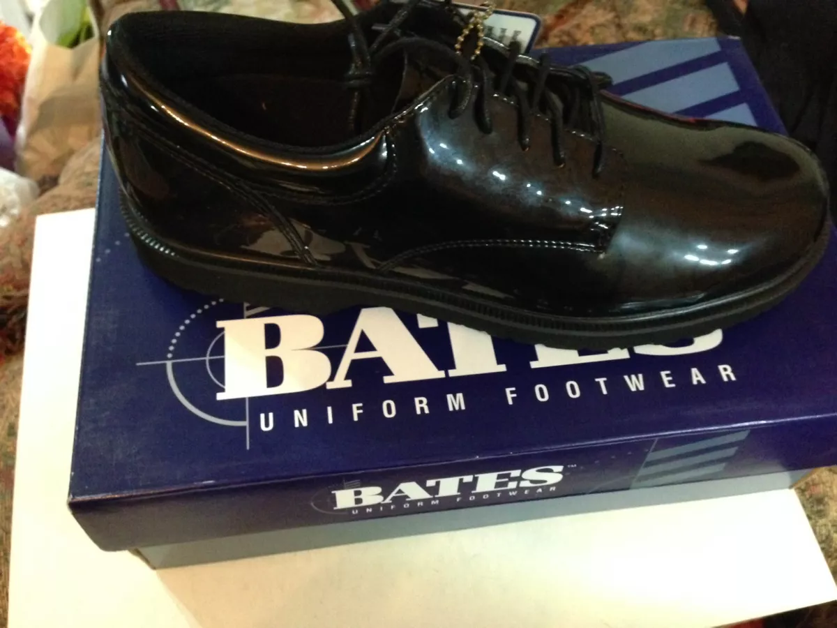 Bates Men s E22141 High Gloss Black Oxford Dress Uniform Shoes Boots NEW 8