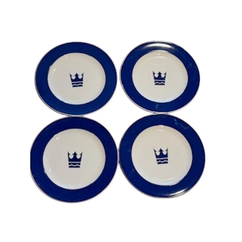 VTG Schonwald Germany 4 Large Dinner Plates 9194 Cobalt Blue Gold Rim Blue Crown - Image 3 of 4