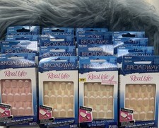 Broadway Mixed Lot 16 Real Short Glue On Nails. In Pink Blush and Peach. NIB