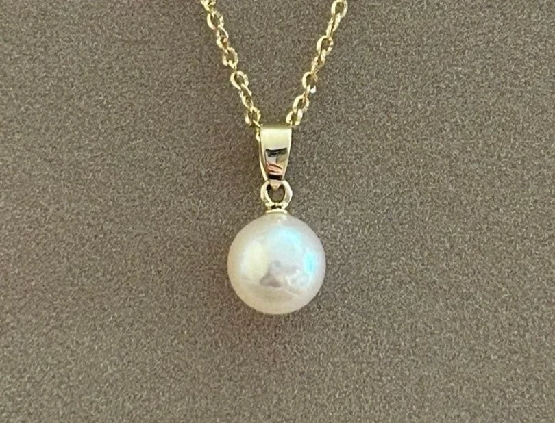 Auténtico Collar MIKIMOTO Colgante Perla Akoya 7.5mm Oro Amarillo 14K Japón Foto 3 de 4