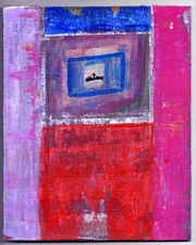 THE UPPER ROOM - Painting 8X10 OOAK Abstract Surrealism Bible Jesus Last Supper