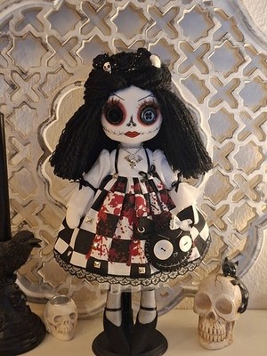 Monster Doll + Katze Gothic OOAK Puppe Creepy Doll Stoffpuppe Spooky