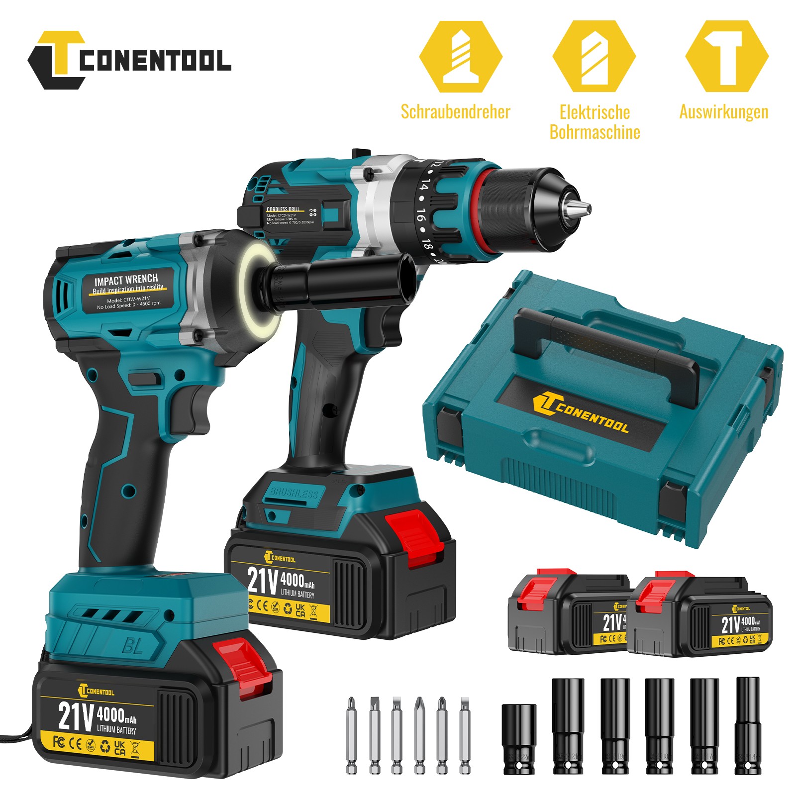 Trapano avvitatore a batteria CONENTOOL 21V