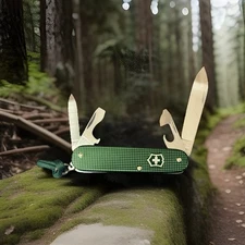 Rare Victorinox Cadet Green Alox 84mm Swiss Army Knife w/ Lanyard New In Box