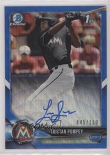 2018 Bowman Draft Chrome Pick Blue Wave Refractor 45/150 Tristan Pompey Auto r7d