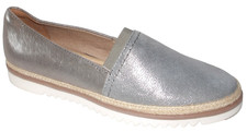 NEW CLARKS COLLECTION BRUSHED SUEDE SILVER SLIP ON SHOES LOAFERS 6 M