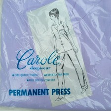 Vintage Carole Pajama Set Purple Embroidered Floral Trim Size 38 Poly/Cotton NEW