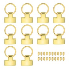 10 Sets Key Fob Hardware with Split Ring Holder for Car Keychain, Golden Tone