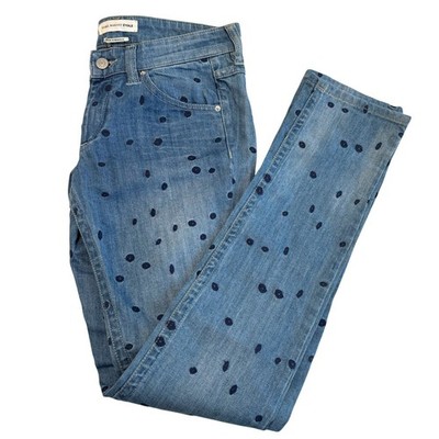 Isabel Marant Etoile Jeans Womens Blue Polka Dot Embroidered Slim 36/US 4