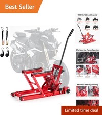 Hydraulic Motorcycle Lift Jack 1500 Lbs Capacity Portable Hoist With 4 Wheels