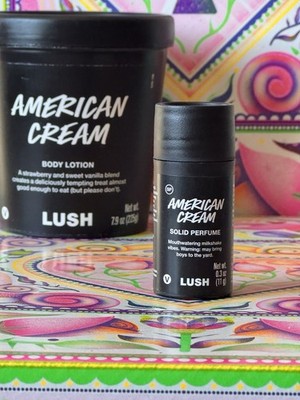 LUSH American Cream Solid Perfume! Strawberry Vanilla! + American Cream Gift! :)