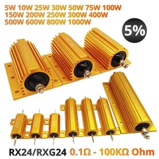 RX24 5W - 1000W Watt Golden Aluminium Load Resistor Power Wirewound Resistors 5%
