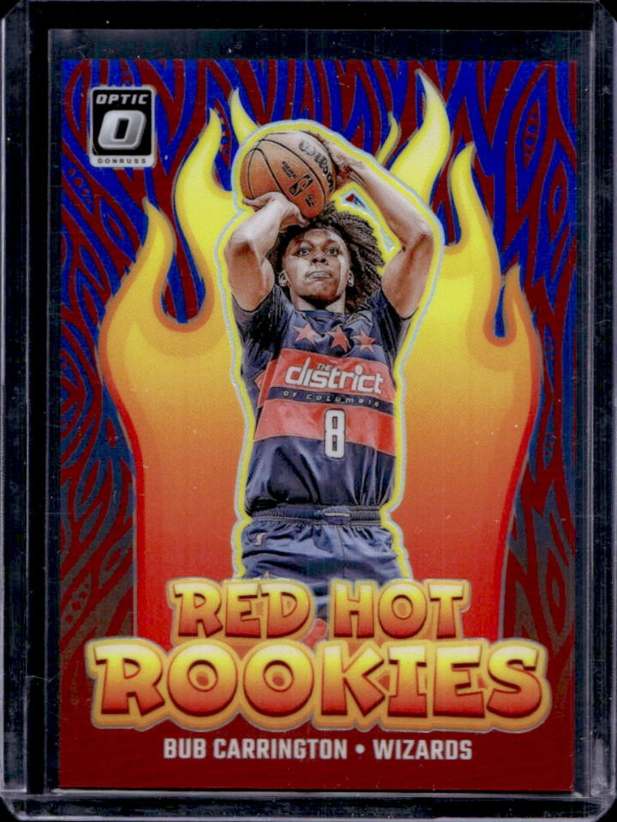 2024-25 Donruss Optic Bub Carrington Red Hot Rookies Blue RC #43/49 Wizards