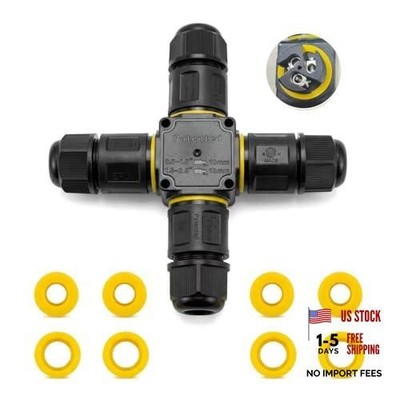 IP68 Waterproof Electrical Connector, PA66 Quick Black, 1Pack-M20,4Way,3Pin