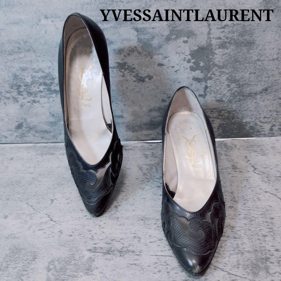 Saint Laurent decolte tacco YSL EU35 US5 nero 09773a