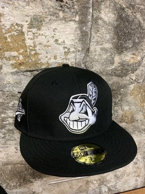 Cleveland Indians Wahoo Black New Era Fitted Club 59Fifty Hat