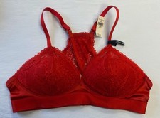 Aerie Real Power Wireless Push Up Paisley Lace Bra -- HOLIDAY RED 38B