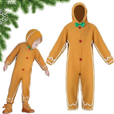 Christmas Gingerbread Man Costume Outfit Bodysuit Home Clothes Halloween Gift