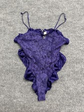 Vintage Victoria s Secret Gold Label 80s Lace Lingerie Bodysuit Purple Teddy Sm
