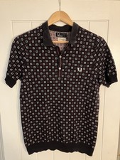 Fred Perry x Drakes Poloshirt dunkelblau Musterdruck (klein)