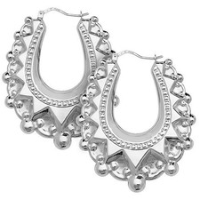 Stylish 925 Sterling Silver Women Creole Earrings - 35mm 30mm, 7 Grams 241992U