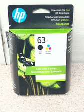 New Genuine HP 63XL Black  Tri-Color Ink Cartridges Expires July 2027