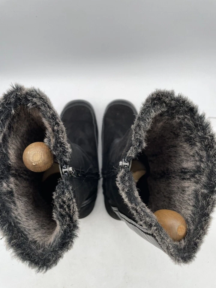 Nine West Naydine Knee-High Snow Boot Girl's Sz 4 Black Buckle Faux Fur - Image 4 of 4