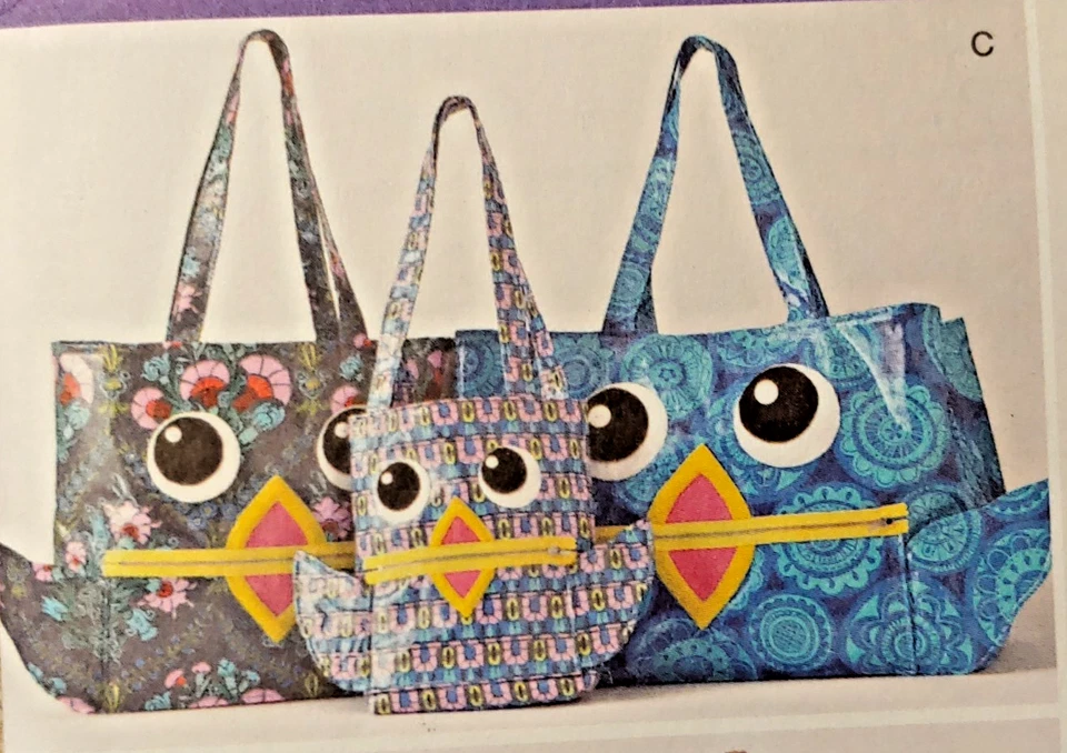 Simplicity 1631 Silly Face Tote Bags Beach, Shopping, Travel, School, 3 Sizes - Image 3 of 4