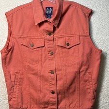 Gap Denim Vest Adult Medium Coral Orange Vintage Y2K