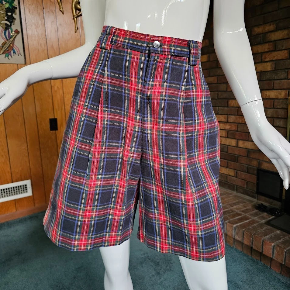 Bermudas Academia de Colección Años 80 90 Gap Cintura Alta Preppy Punk Plisadas a Cuadros S Foto 2 de 4