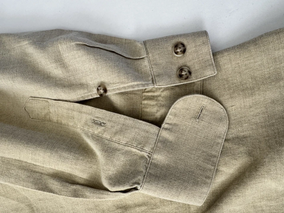 Lazo Mezcla Cachemira Abotonada Para Hombre 2x Beige Tostado Hecho en Italia L/S ✅Talla Foto Foto 4 de 4