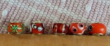 Lot of 5 Mixed Yellow Handmade Murano Glass Large Hole Beads Marked 925