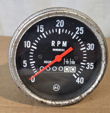 Vintage Ac Tachometer Rpm Gauge Hour Meter Cable Drive 0-400 Rpm 5657755 Usa