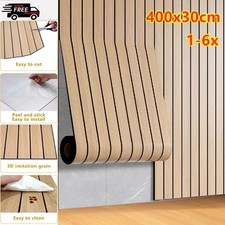 3D Wood Grain Panel 3mm Thick Wallpaper Self-Adhesive Wood Slat Wall Panels 1-6X
