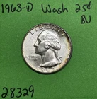 1963-D Washington Quarter 25c BU Brilliant Uncirculated 90% Silver